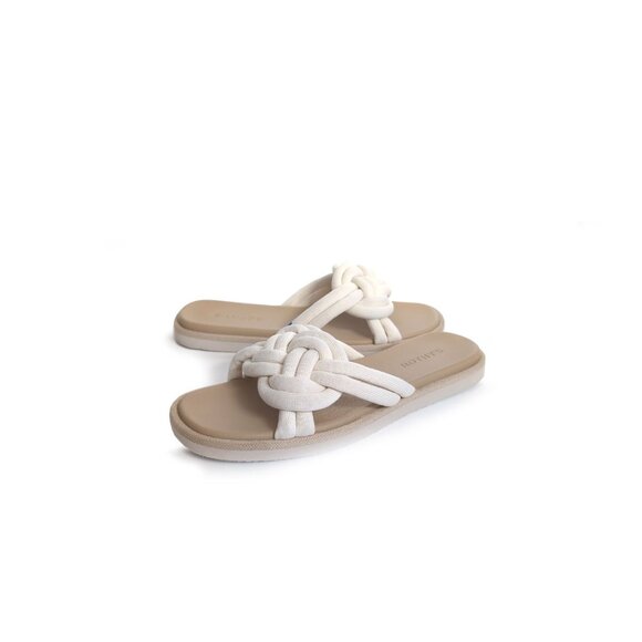 ROTHY'S The Summer Sandal White Sand Knotted Slide Sandals Womens Size 9.5 - Picture 1 of 9